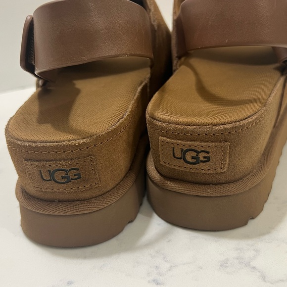 UGG Tan Suede Sandals with Contoured Footbed - Picture 9 of 14